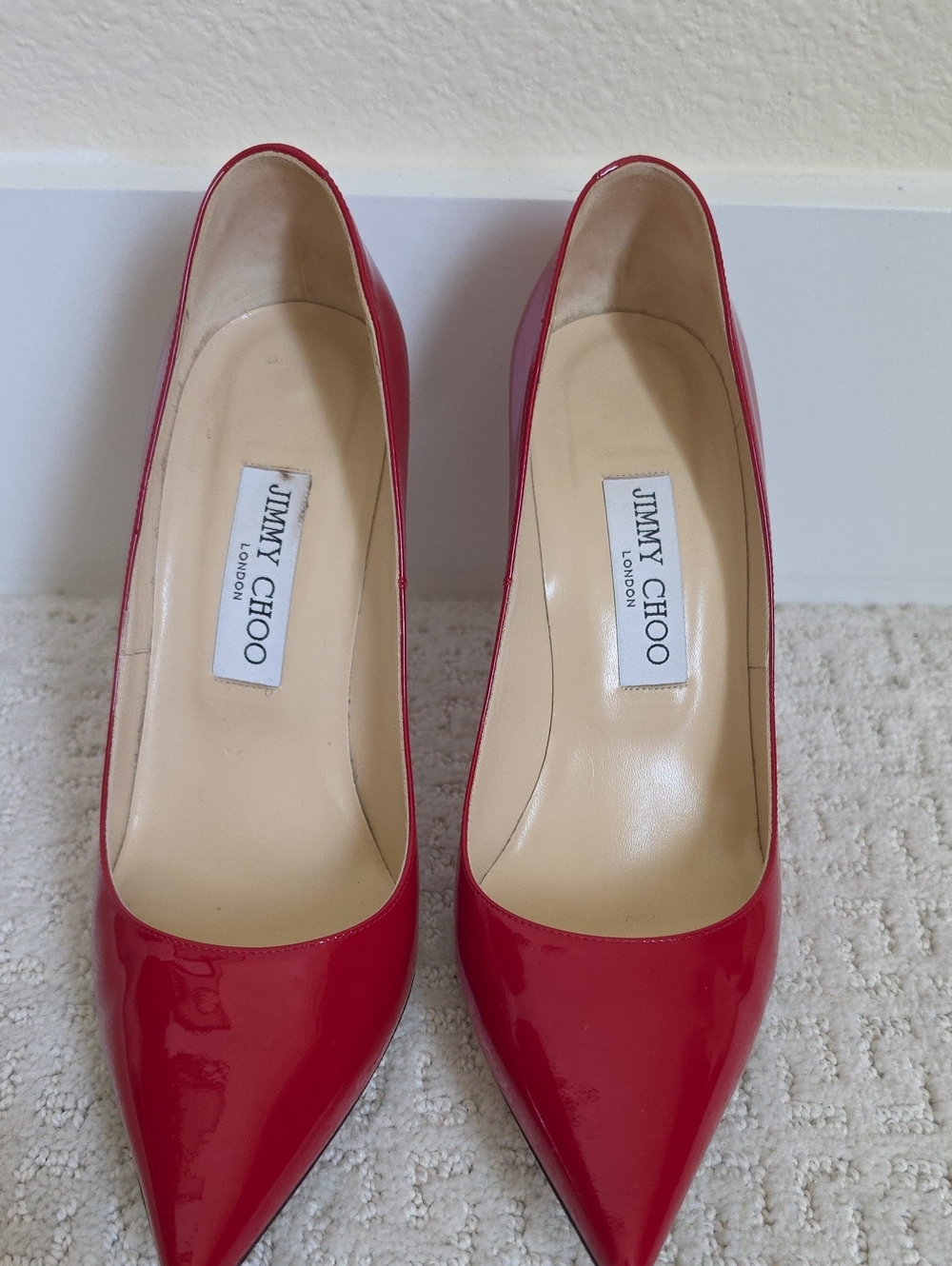 Jimmy Choo Red Patent Leather Pointed-Toe Pumps
